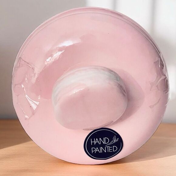 NWT LUNA & SAGE Gorgeous Macaron Pink White Glossy Ceramic 7”Canister Jar w Lid - Picture 11 of 16